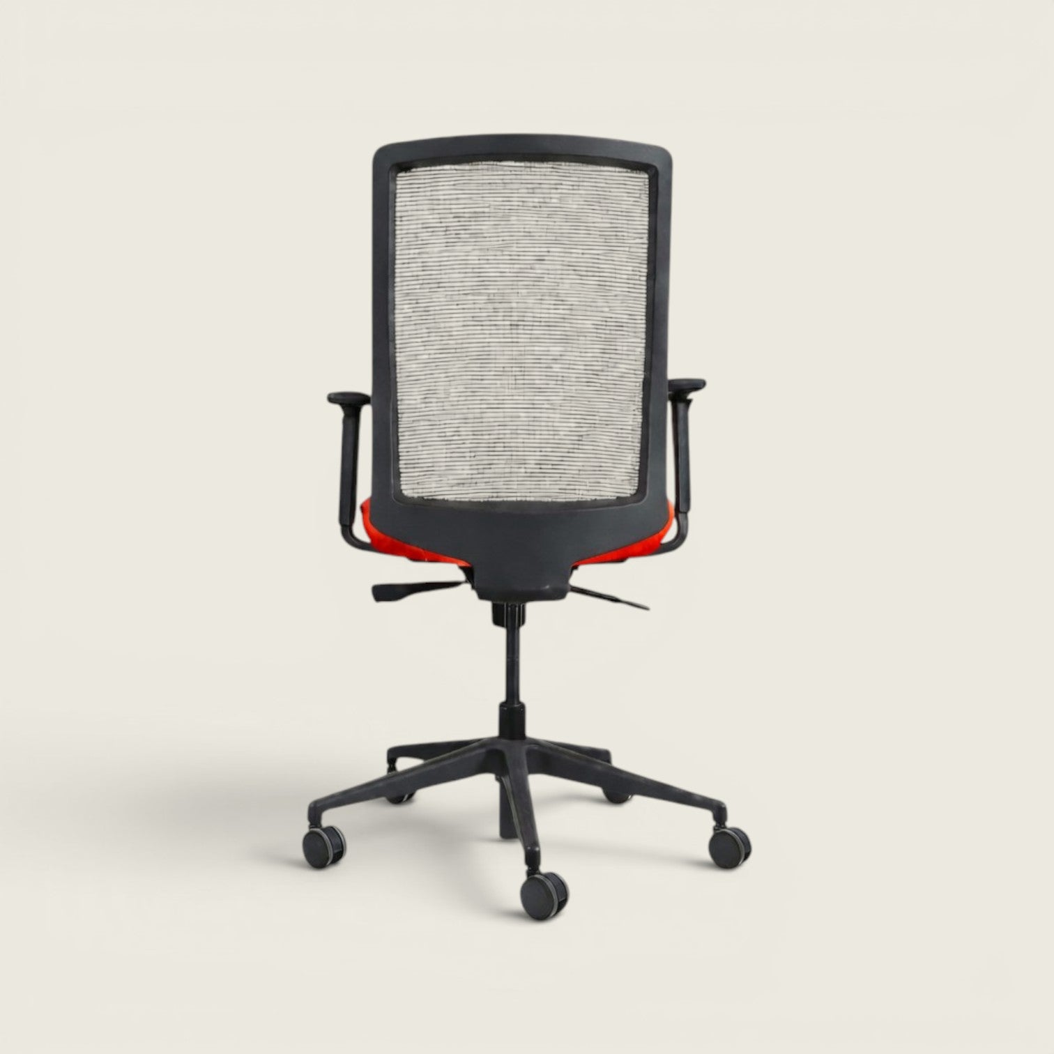 <tc>Bestuhl</tc>Sedia da ufficio S30 in tessuto rosso con schienale in rete color crema - Ricondizionata