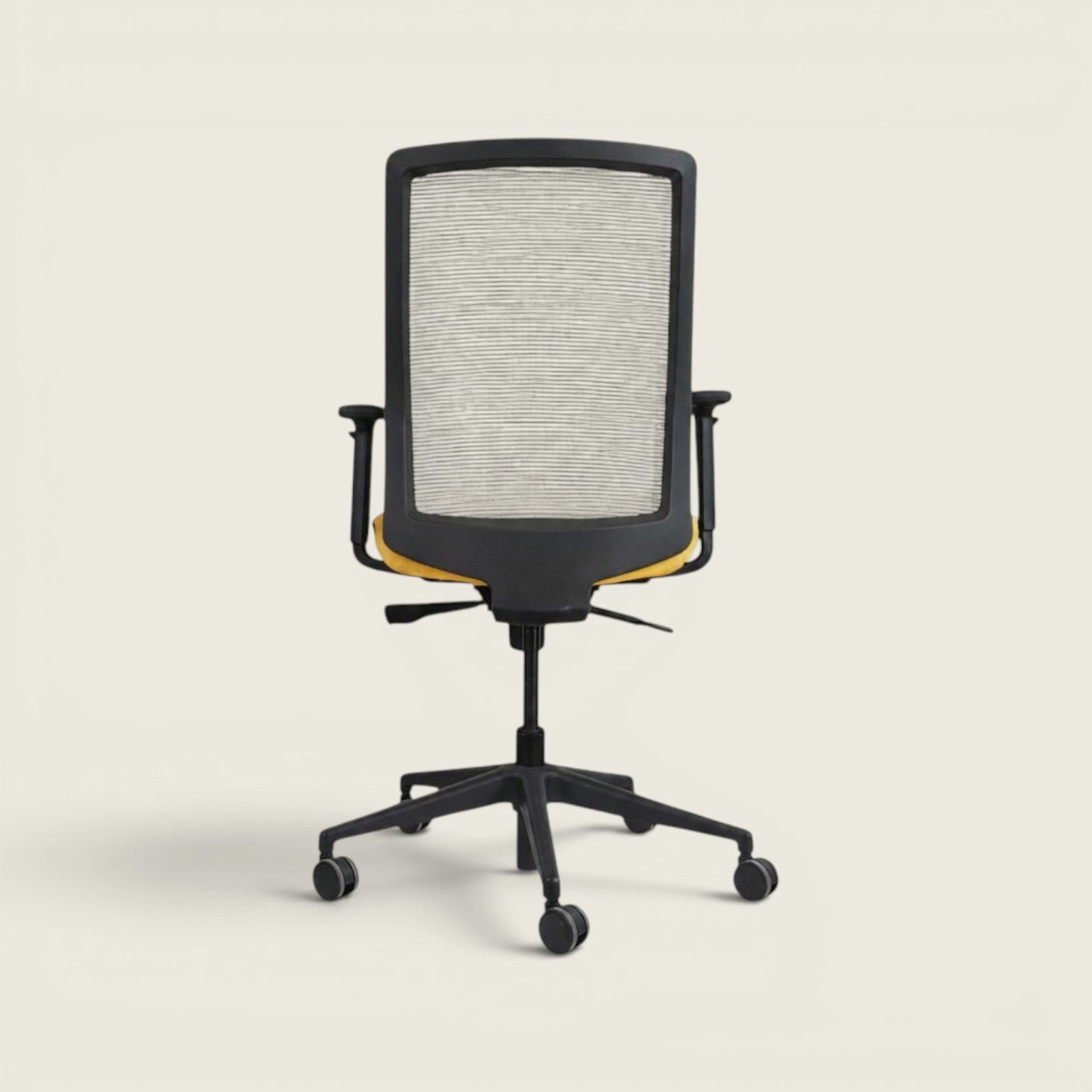 <tc>Bestuhl</tc>Sedia da ufficio S30 in tessuto giallo con schienale in rete color crema - Ricondizionata