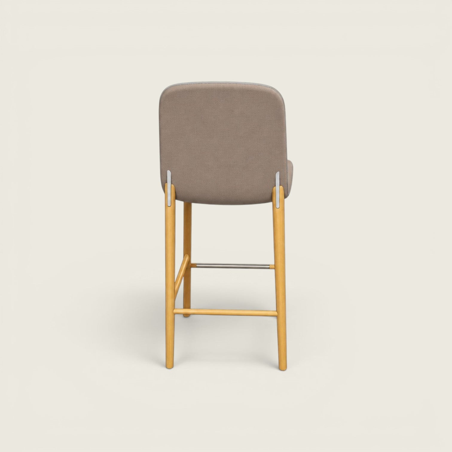 Enea: Sgabello Lottus finitura Legno Rovere con Tessuto Beige - Ristrutturato