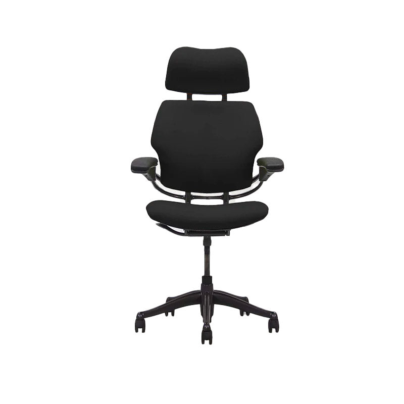 Humanscale: sedia operativa Freedom con schienale alto e poggiatesta - Tessuto nero - Ristrutturata