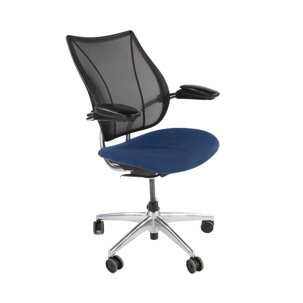 Humanscale: sedia operativa Liberty in tessuto blu/struttura in alluminio - rinnovata