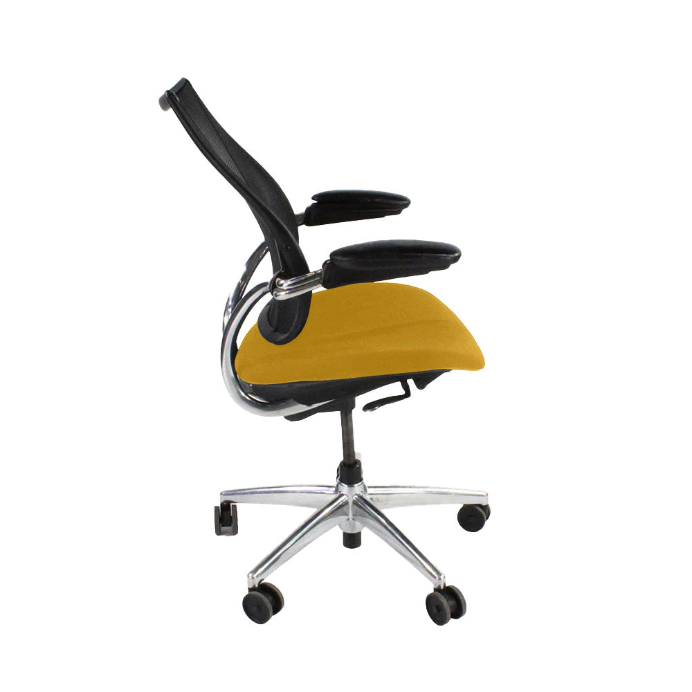 Humanscale: sedia operativa Liberty in tessuto giallo/struttura in alluminio - rinnovata