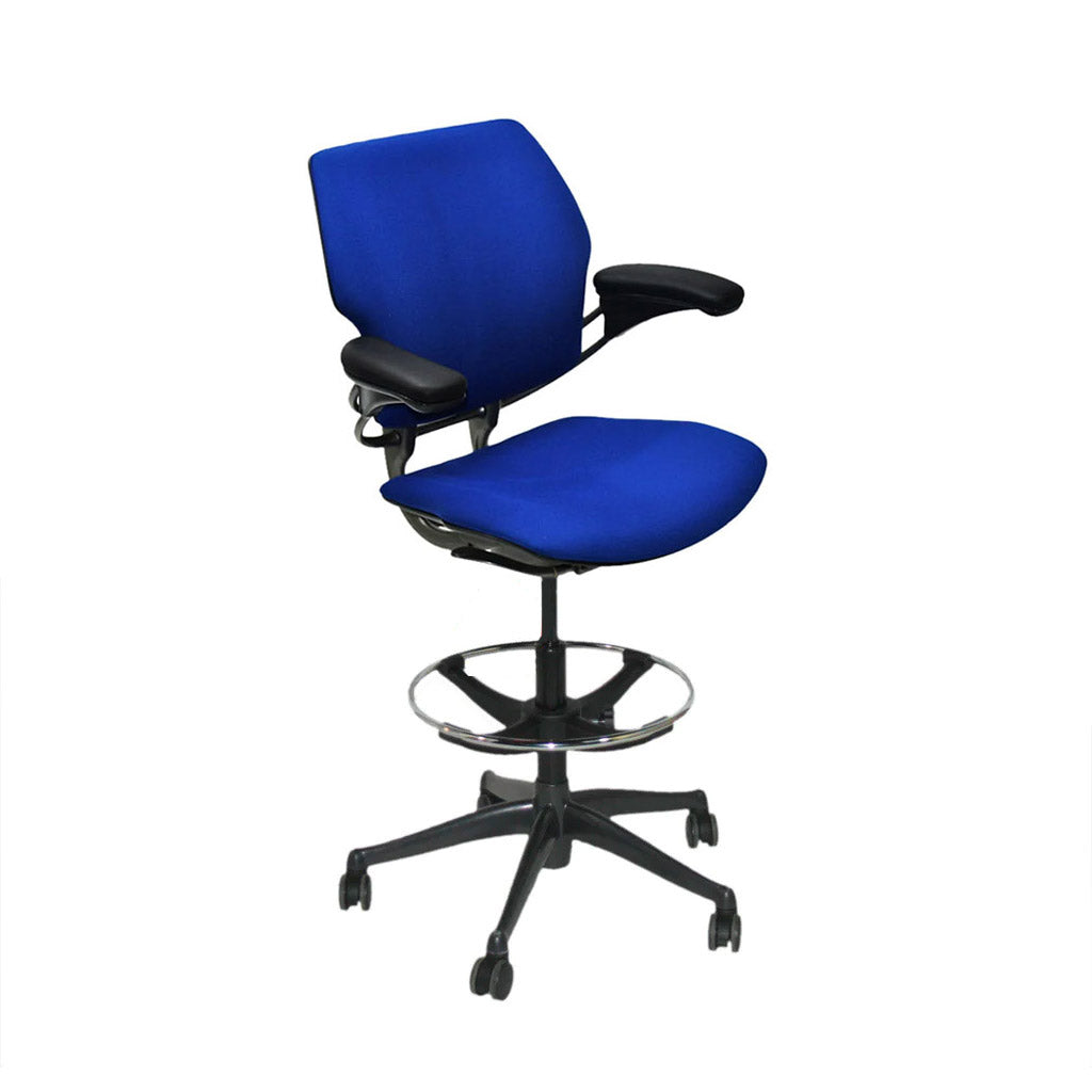 Humanscale: Sedia Freedom Draftsman in tessuto blu - Ristrutturata