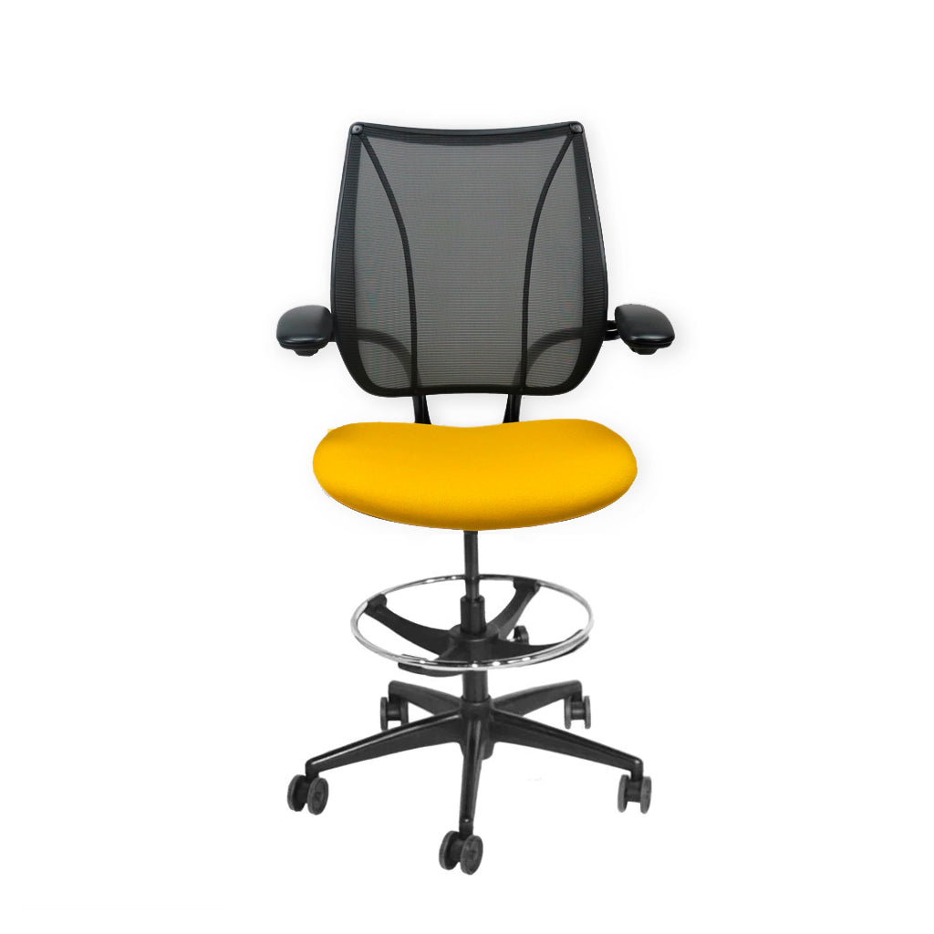 Humanscale: sedia Liberty Draftsman in tessuto giallo - Ristrutturata