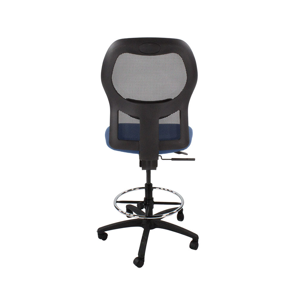 Ahrend: 160 Type Draughtsman Chair Without Arm in Blue Fabric - Black Base - Refurbished