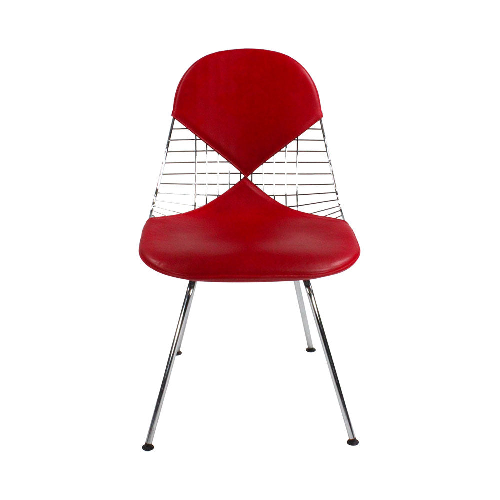 Vitra: Eames Wire Chair in Pelle Rossa - Ristrutturata