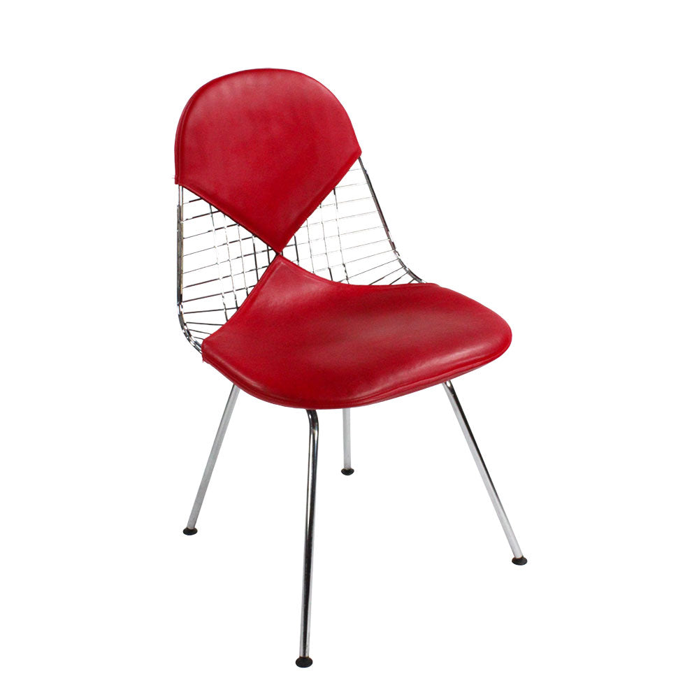 Vitra: Eames Wire Chair in Pelle Rossa - Ristrutturata