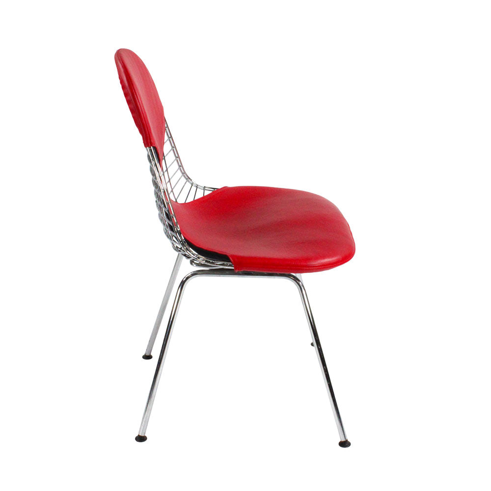 Vitra: Eames Wire Chair in Pelle Rossa - Ristrutturata