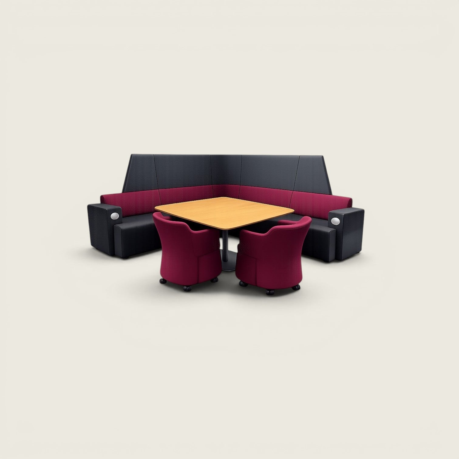 Orangebox: Black and Burgundy AFTD High-Back Booth - Refurbished