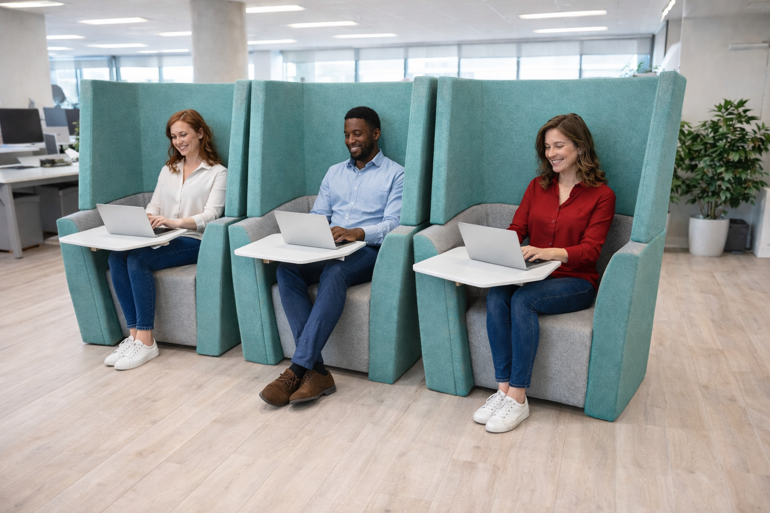 Orangebox: divano con schienale alto lontano dalla scrivania - Ristrutturato