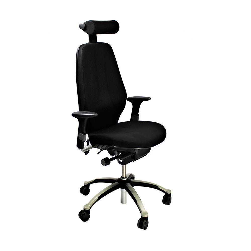 RH Logic: sedia da ufficio 400 con schienale alto e poggiatesta - Tessuto nero - Ristrutturata