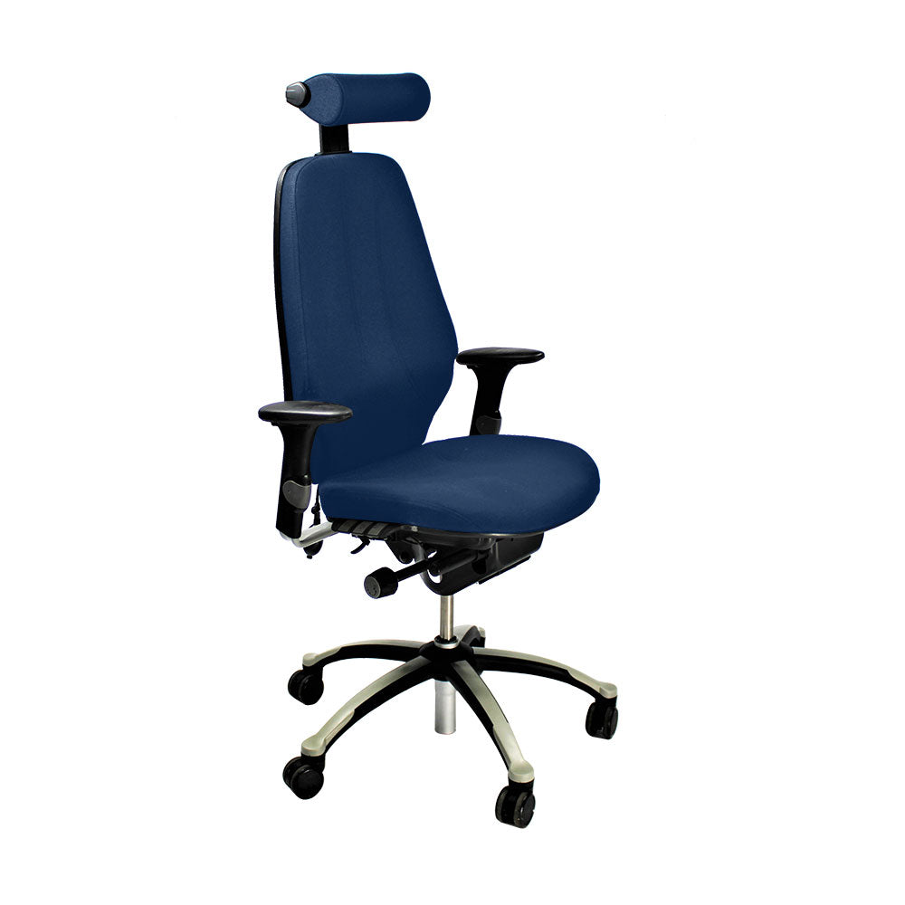 RH Logic: sedia da ufficio 400 con schienale alto e poggiatesta - Tessuto blu - Ristrutturata
