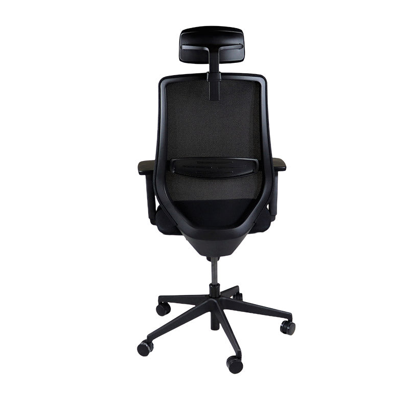 The Office Crowd: Scudo Task Chair with Black Fabric Seat with Headrest - Refurbished