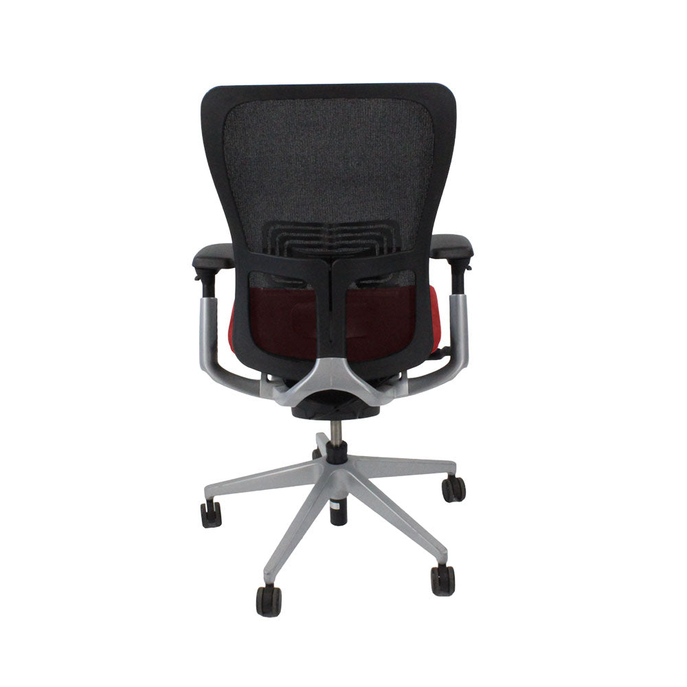 Haworth: sedia operativa Zody Comforto 89 in tessuto rosso/struttura grigia - rinnovata