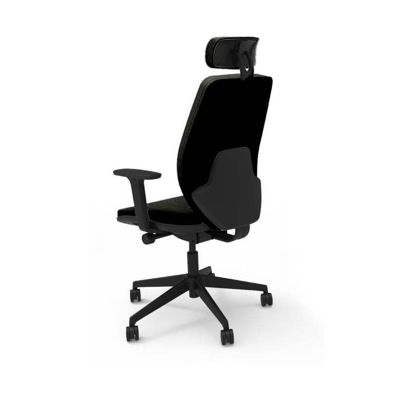 The Office Crowd: Hide Office Chair - Medium Back with Headrest in Black Leather - Refurbished